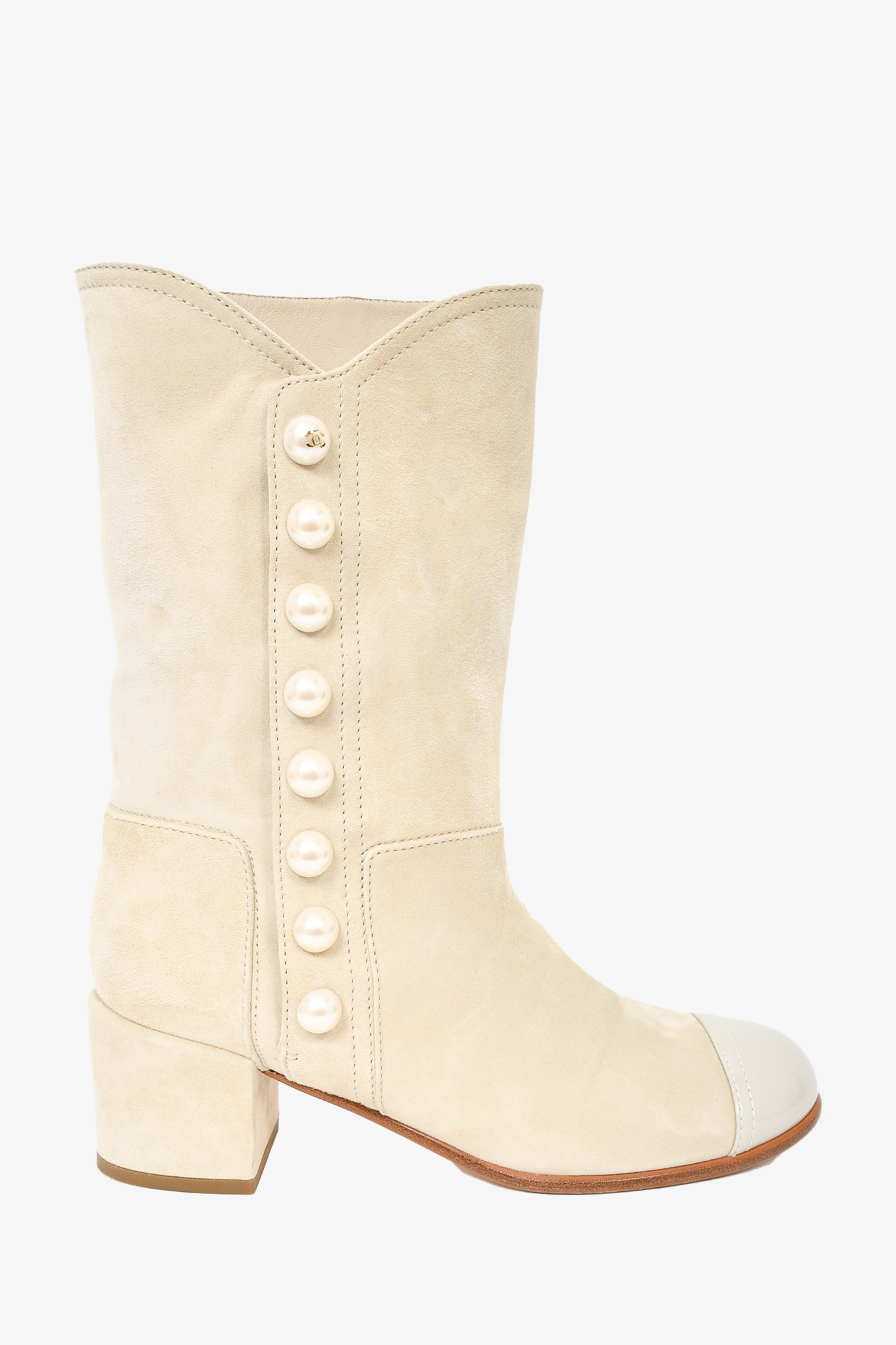 Chanel Beige Suede Pearl-Embellished Ankle Boots Size 37.5 – Mine & Yours