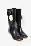 Chanel Black/White Rubber Camellia Rain Boots Size 35