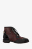 Pre-loved Chanel™ Black/Burgundy Leather/Patent Lace-up Ankle Boots Size 37