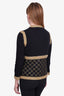 Pre-loved Chanel™ Black/Gold Camellia Button 'Coco Brasserie' Cardigan Size 40