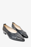 Chanel Black Leather Cap Toe Pointed Flat Size 37.5