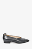Chanel Black Leather Cap Toe Pointed Flat Size 37.5