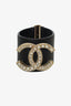 Pre-Loved Chanel™ Black Leather Faux Pearl CC Logo Cuff