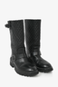 Chanel Black Leather Quilted Biker Boots Size 38