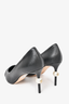 Chanel Black Leather with Patent Pointed Toe Pearl Heels Size 38