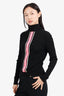 Pre-Loved Chanel™ Black/Pink Wool Logo Stripe Turtleneck Sweater Size 38