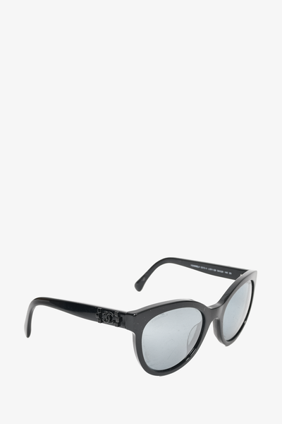 CHANEL Acetate Polarized Bijou Square Sunglasses 5355 Black 377190
