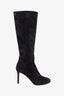 Pre-Loved Chanel™ Black Suede CC Logo Heeled Boots Size 37.5
