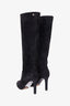 Pre-loved Chanel™ Black Suede CC Logo Heeled Boots Size 37.5