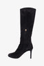 Pre-loved Chanel™ Black Suede CC Logo Heeled Boots Size 37.5