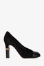 Pre-loved Chanel™ Black Suede Leather Chain Detailed Heels Size 39