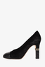 Pre-loved Chanel™ Black Suede Leather Chain Detailed Heels Size 39