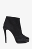 Pre-loved Chanel™ Black Suede Patent Cap-Toe Platform Booties Size 39.5