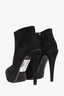 Pre-loved Chanel™ Black Suede Patent Cap-Toe Platform Booties Size 39.5