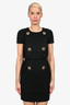 Chanel Black Wool Square Jewel Embellished Dress Size 38