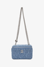 Pre-loved Chanel™ Blue Denim Quilted Camellia Case Chain Bag with Mirror