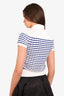 Chanel Blue/White Striped CC Logo Polo T-Shirt Size 36