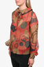 Chanel Brown/Red CC Printed Silk Chiffon Blouse Size 38