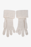 Pre-loved Chanel™ Cream/Black CC Embroidered Cashmere Cable Knit Gloves