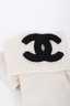 Pre-loved Chanel™ Cream/Black CC Embroidered Cashmere Cable Knit Gloves