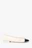 Chanel Cream Leather/Patent Cap Toe CC Logo Flats Size 37