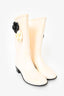 Chanel Cream Rubber Camellia Flower Rain Boots Size 37