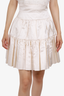 Pre-loved Chanel™ Cream Silk Tiered Pleated Skirt with Detachable Skirt Size 34