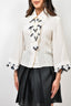 Pre-loved Chanel™ Cream/Black Silk Ruffle Front Blouse Size 36