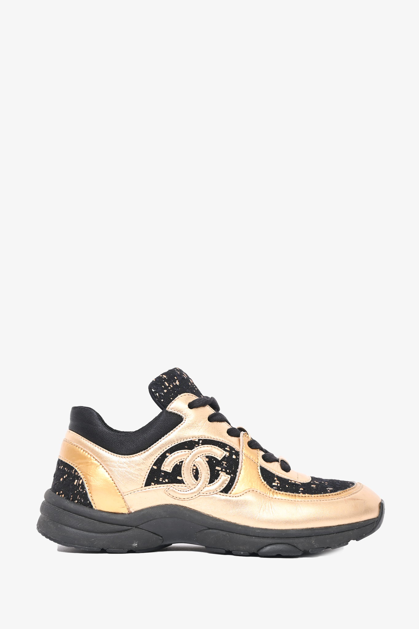 Chanel black and hot sale gold sneakers