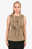 Chanel Gold Cotton Knit Sleeveless Tie Front Top Size 34