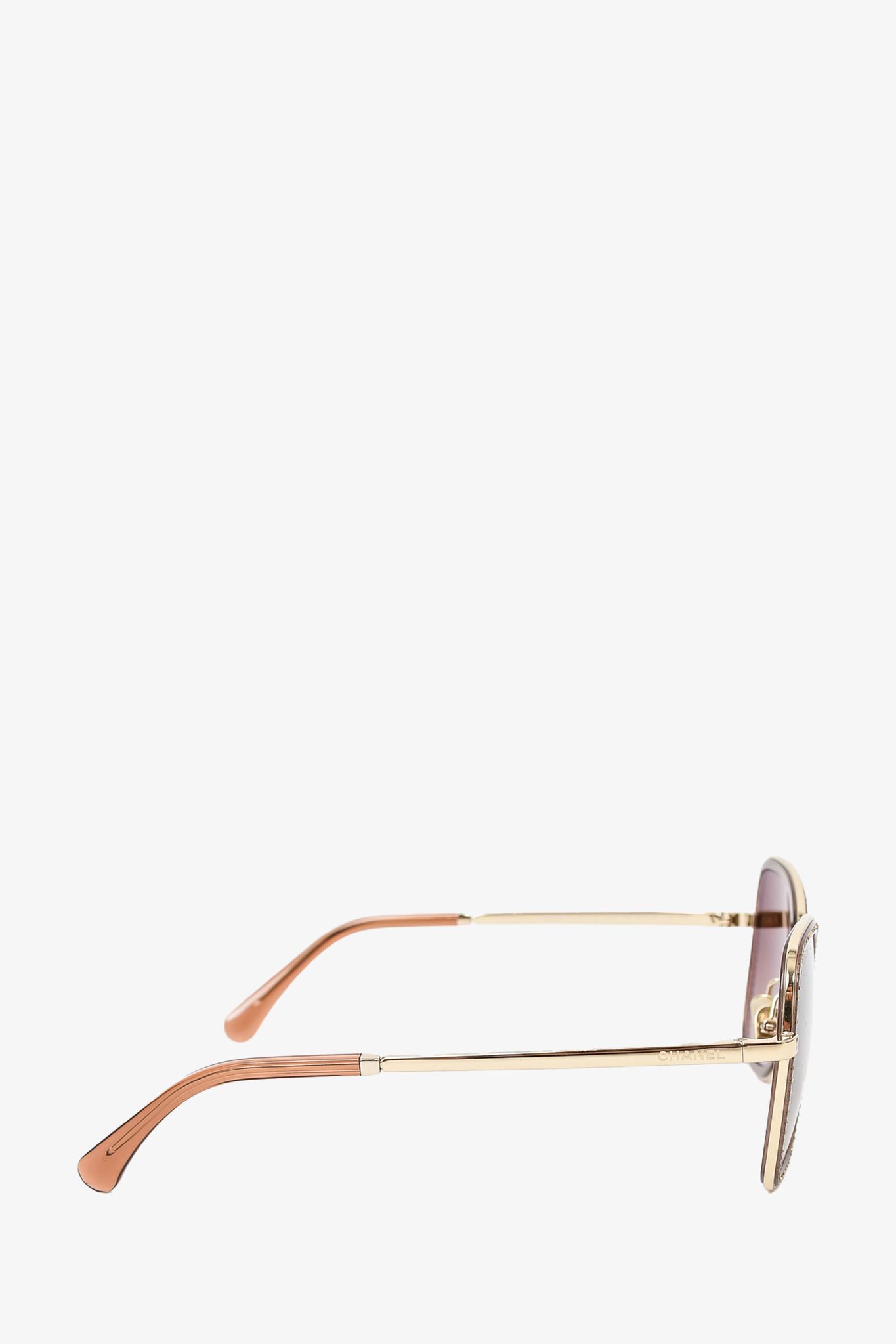 Chanel Gold Frame Crystal Embellished Brown Tinted Sunglasses – Mine & Yours