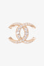 Chanel Gold Tone CC Brooch with Crystal