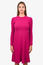 Chanel Magenta Wool Ribbed Sweater Dress Size 38