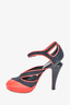 Pre-loved Chanel™ Red Patent/Navy Fabric Heels Size 36.5