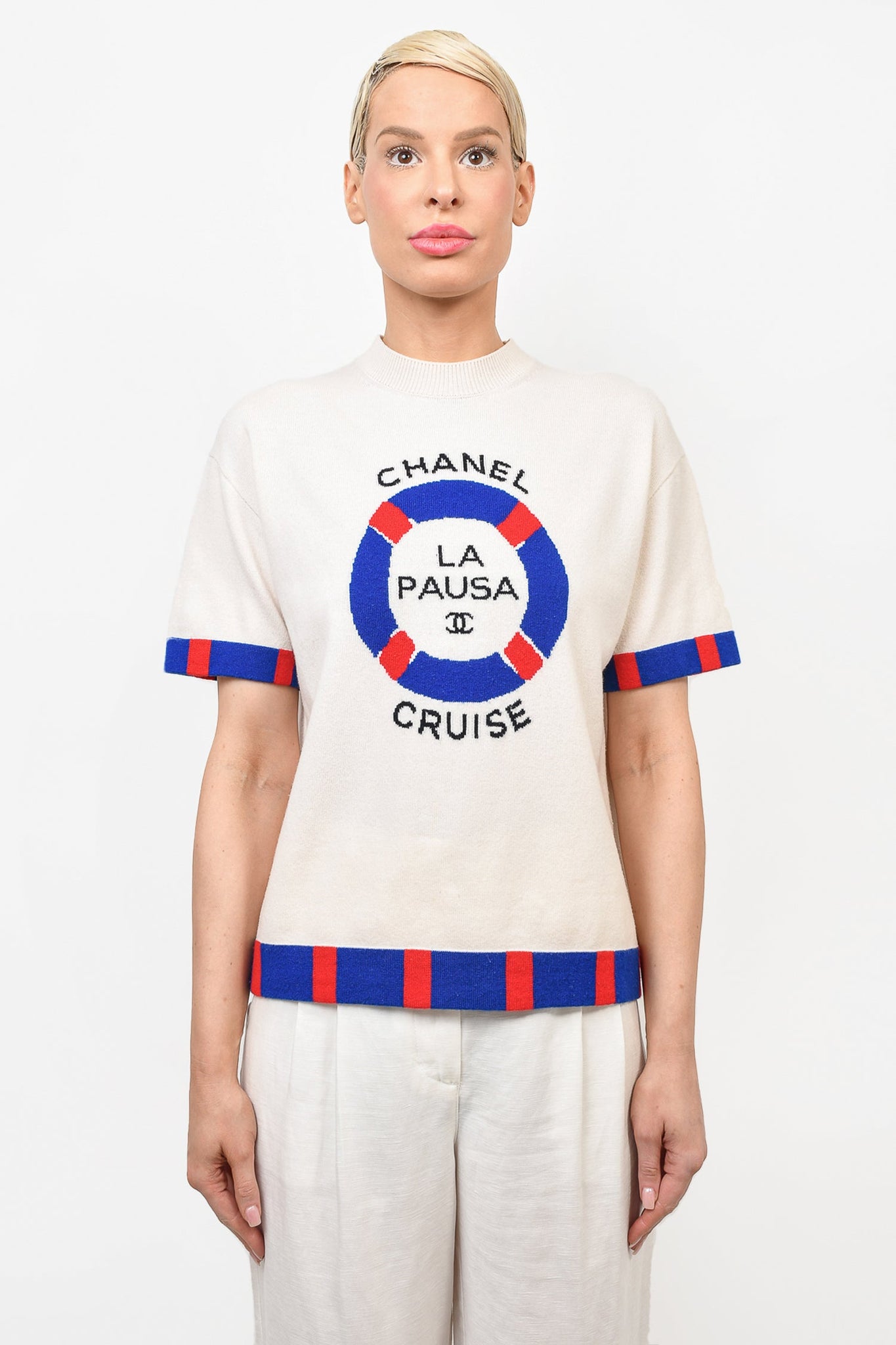 Pre-loved Chanel™ Resort 2019 Cream 'La Pausa Cruise' S/S Cashmere
