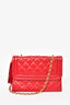 Chanel Vintage 1989-91 Red Quilted Lambskin Flap Bag w/ Tassel