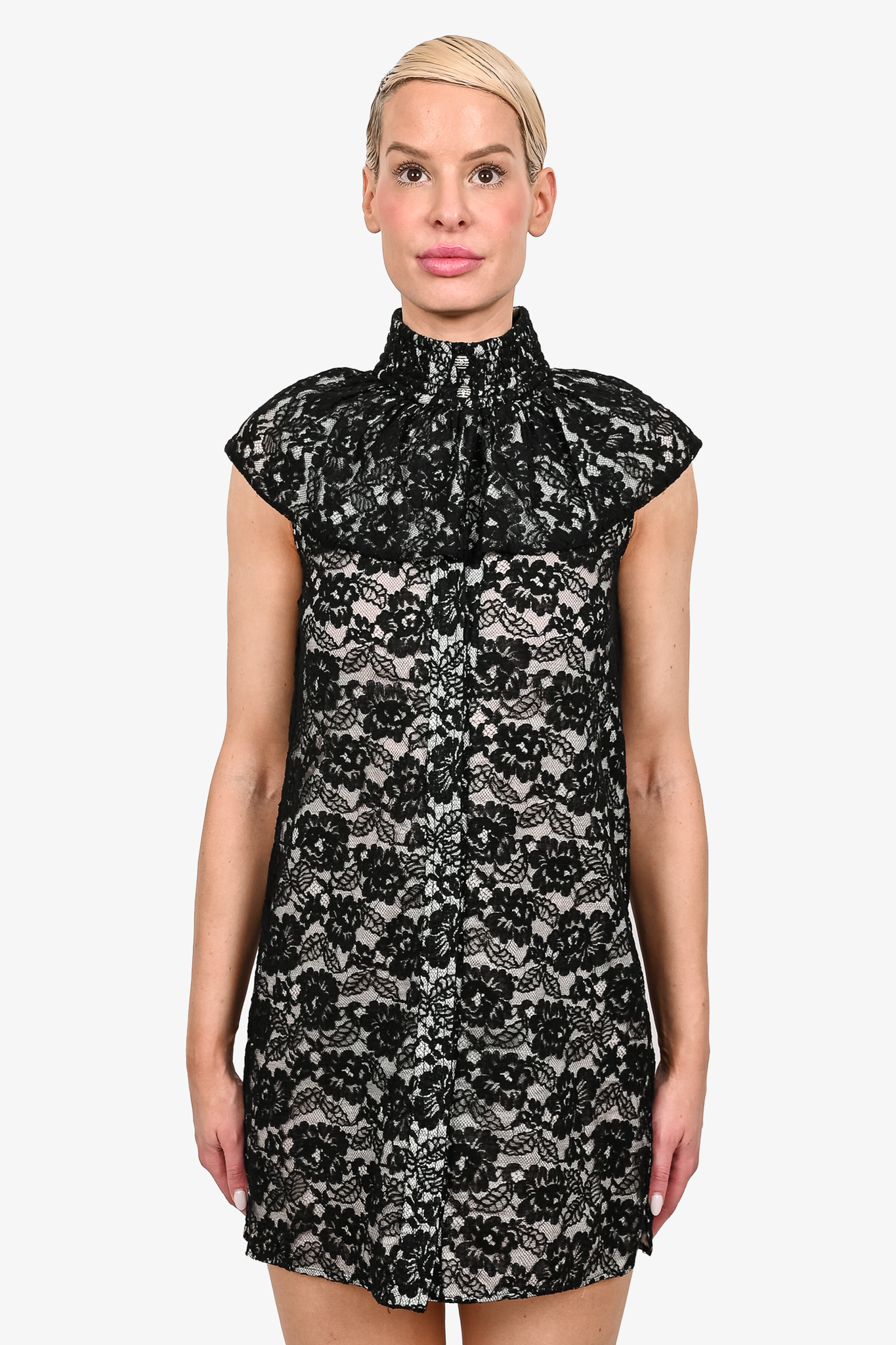 White dress online with cape overlay