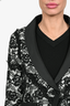 Pre-loved Chanel™ White Cotton/Black Lace Evening Jacket Size 38