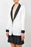 Pre-loved Chanel™ White Evening Jacket with Black Satin Lapel Size 42