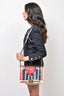 Pre-loved Chanel™ White Leather Red/Blue Cuba Sequin Large Boy Bag