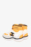 Pre-loved Chanel™ White/Orange Fabric/Leather Interlocking CC High Top Sneakers Size 37