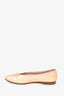 Chanel Beige Patent Pink Trimmed Ballet Flats Size 37.5