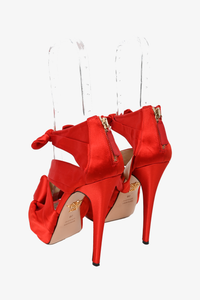 Charlotte Olympia Red Satin Ribbon Heels Size 39