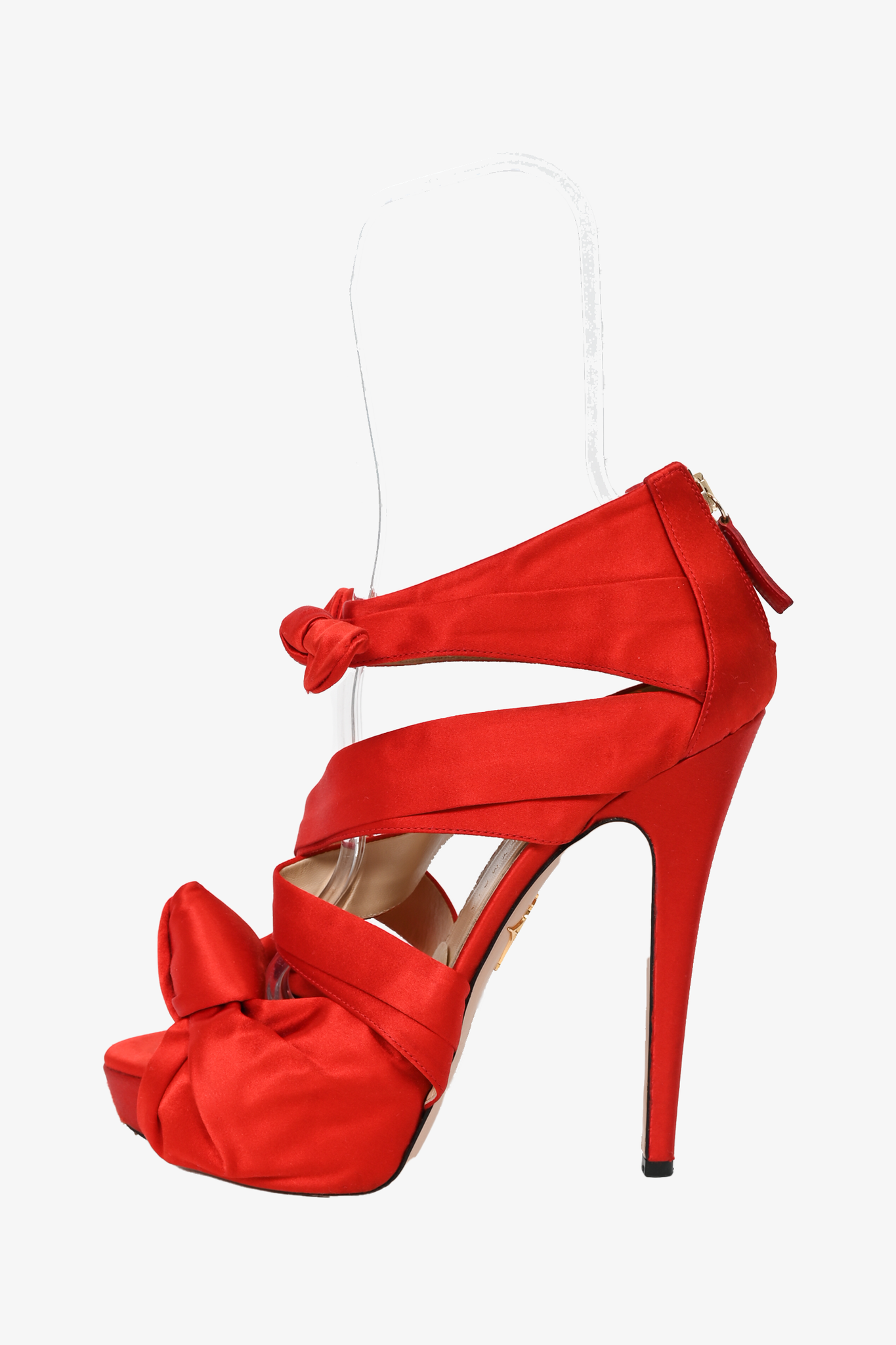 Charlotte Olympia Red Satin Ribbon Heels Size 39