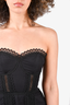 Charo Ruiz Black Eyelet Trim Strapless Mini Dress Size XS