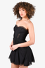 Charo Ruiz Black Eyelet Trim Strapless Mini Dress Size XS