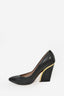 Chloe Black Grained Leather Pointed Toe Heels Size 37.5