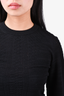 Chloe Black Wool Textured Knit 3/4 Sleeve Sweater Size S