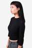 Chloe Black Wool Textured Knit 3/4 Sleeve Sweater Size S