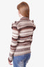 Chloé Brown/Cream Cashmere Striped Knit with Ruffles Size M